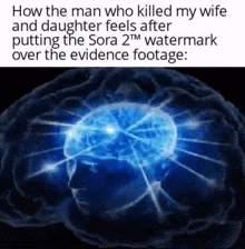 a man who killed his wife and daughter feels after putting the sora 2tm watermark over the evidence footage .