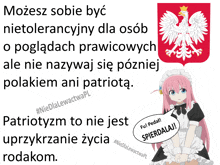 a poster with a girl in a maid outfit and a polish eagle on it