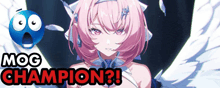 a picture of a girl with wings and the words mog champion below her