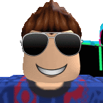 a roblox character is wearing sunglasses and smiling .