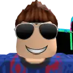 a roblox character is wearing sunglasses and smiling .