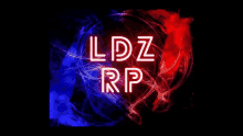 a neon sign that says ldz rp on a dark background