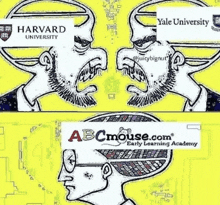 a cartoon of a man with a beard and a harvard university logo on it