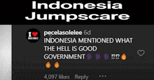 a black screen with the words indonesia jumpscare on it .