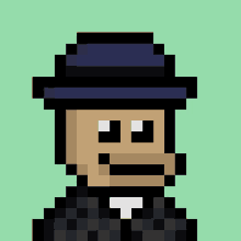 a pixel art drawing of a man with a hat