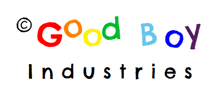 a colorful logo for good boy industries is displayed