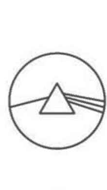 a black and white drawing of a circle with a triangle in the middle .