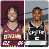 two basketball players one from cleveland and one from spurs