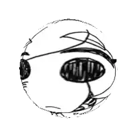 a half black and half white mask with white eyes