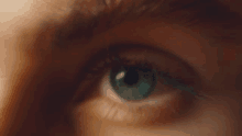 a close up of a person 's eye with a green iris