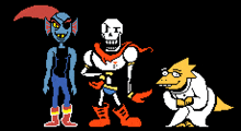 a pixel art drawing of undertale characters including papyrus