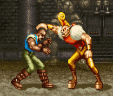 a pixel art of two men fighting each other in a video game