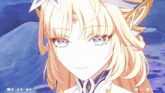 a girl with blonde hair and blue eyes is smiling in a video game ..