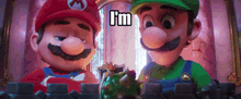 mario and luigi are standing next to each other with the words " i 'm " written above them