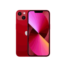 a red iphone 13 with a pink screen