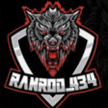 a logo with a wolf 's head in a shield with the name rahrod 434 on it .