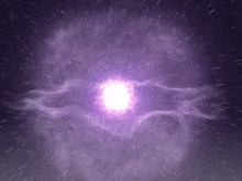 a purple and white explosion in space with a purple background