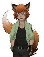 a drawing of a person with a fox tail and ears