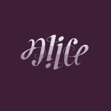 a purple background with the word alice in white