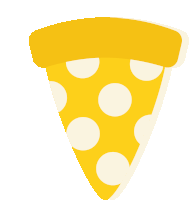 a yellow slice of pizza with white polka dots on it