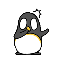 a drawing of a penguin with a surprised look on its face