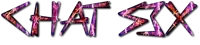 the word chat six is written in red and purple on a white background