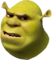 shrek is a cartoon character from the movie shrek and has a very angry face .