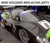 a drawing of a car with the words " new holders replacing jeets " at the top