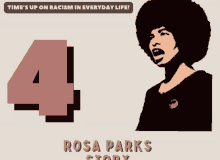 a poster for rosa parks story shows a woman with a big afro