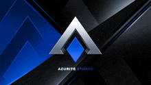 a logo for azurite studios is on a dark blue background