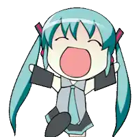 a cartoon of a girl with long blue hair and headphones