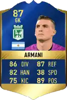 a soccer card with the name armani on the front