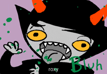 a cartoon drawing of a monster with the name roxy written on it