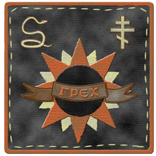 a patch with a snake a cross and the word tpex