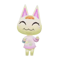 a cartoon cat with a pink ear and a pink shirt on