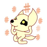 a cartoon drawing of a fox with hashtags around it