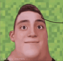 a close up of a man 's face with the words creamy memes written on the bottom