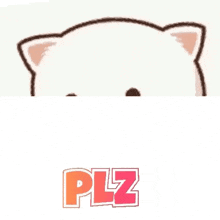a cartoon cat is covering its mouth with its paw and the word plez is written below it .