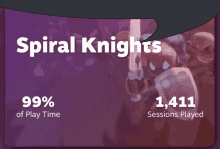 a poster for spiral knights with a purple background