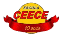 a logo for escola ceece with a red ribbon around it