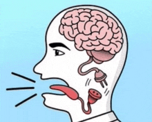 a cartoon drawing of a man 's head with a brain and a plug in it .