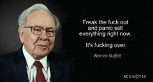 a quote from warren buffett is on a black background