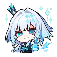 a drawing of a girl with white hair and blue eyes holding a chess piece