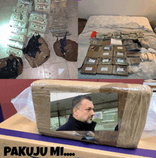 a box with a picture of a man and the words pakuju mi on it