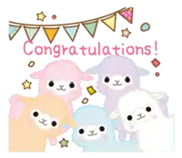 a congratulations card with a bunch of sheep on it