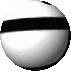 a white ball with a black stripe on it is spinning on a white background .