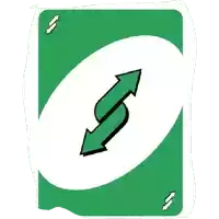 the back of a green uno card with two arrows pointing in opposite directions