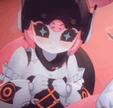 a drawing of a robot with a triangle on her chest