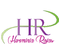 a logo for hr herminia rojas with purple and green lettering