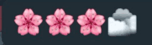 a row of pink flowers and a white cloud on a black background .